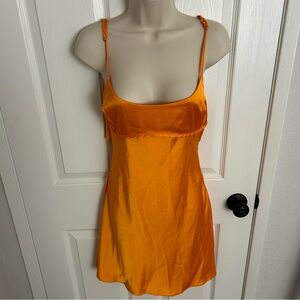 NWT satin tangerine Lush mini dress, size small